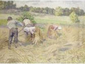 Harvesters In A Landscape by Emil Lindgren