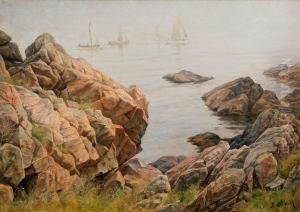 Fishermen In The Morning Mist by Berndt Adolf Lindholm