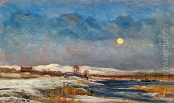 Moonlit Winter Landscape - view 1
