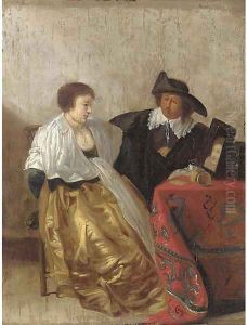 An elegant couple at a dressing table