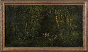 Figures On Canoe by Thomas Corwin Lindsay