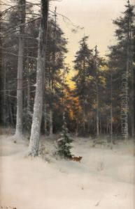 Rav I Vinterlandskap by Arvid Mauritz Lindstrom