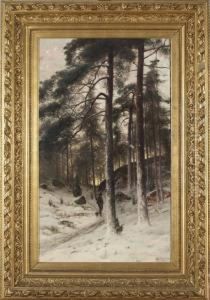Jagare I Vinterskog by Arvid Mauritz Lindstrom