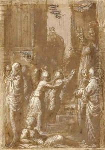 The Presentation of the Virgin by Polidoro Da Caravaggio (Caldara)