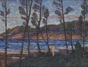 Baderska Vid Strandkanten by Rikard Lindstrom