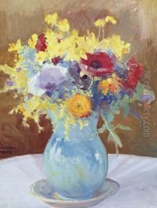 Blumenstrauss In Vase by Carl August Liner