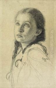 Madchenbildnis. Martha, Die Alteste Tochter Des Kunstlers. 1913. by Carl August Liner