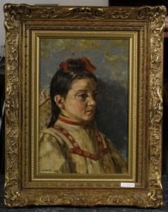 Portrait Einer Jungen Frau. by Carl August Liner