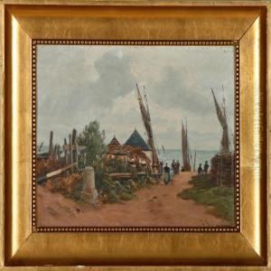 A Village Near The Coast Of Brittany by Henri Linguet