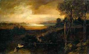A Main River Landscape before a Thunderstorm