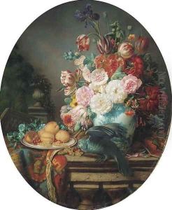 Still Life with a Parrot, Fruits, Flowers by Henri-Jean-Saint-Ange Chasselat