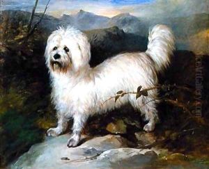 Small White Dog in a Landscape by Samuel Coleman