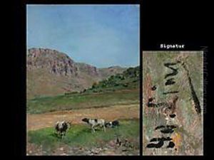 Berglandschaft Mit Kuhen
 Rechts Unten Sign