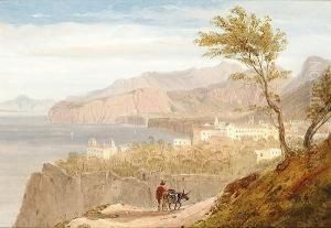 A Figure And A Donkey On A Clifftop Path, Thought To Be The Amalfi Coast