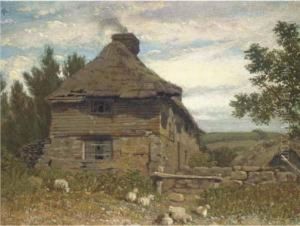 Figures By A Cottage; And A Cottage In A Landscape by William Linton