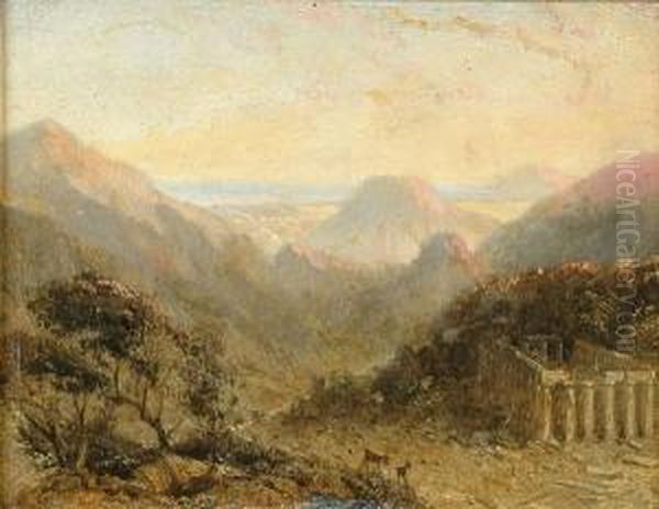 A Mountainous Landscape With A Roman Ruins In The Forground - view 1