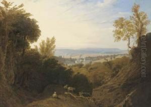 View Of Broad Oak Printworks, Near Accrington, Lancashire, With Broad Oak House Beyond by William Linton
