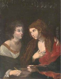 Poetry embracing Painting by Angelo Caroselli