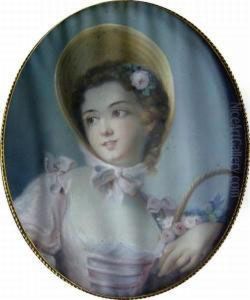A Young Beauty With Basket Of Flowers