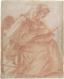 A Lady Seated, Sketching by Lorenzo Lippi
