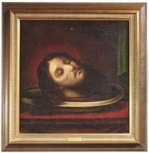 The Head Of St John The Baptist. Oil/canvas by Lorenzo Lippi