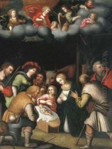 The Adoration Of The Shepherds by Pieter Lisaert