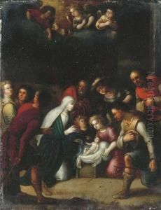 The Adoration Of The Shepherds by Pieter Lisaert