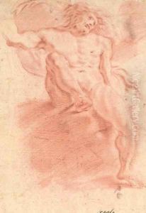 A seated nude lifting his right leg by Domenico Maria Canuti