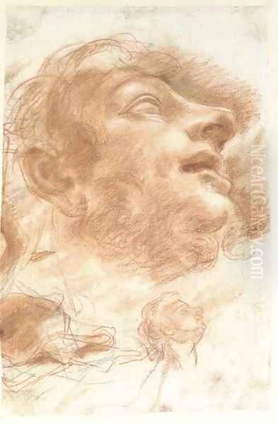 Head of a man looking up - view 1
