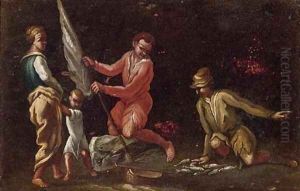 Fisherman with their catch by Giuseppe Maria Crespi