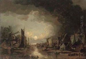 A moonlit river by John Crome