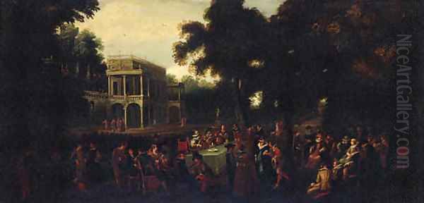 A musical party in a garden by a palace - view 1