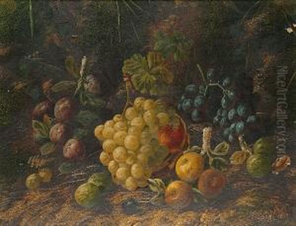 Still Life Of Primroses, Other
Wild Flowers And A Bird````s Nest On A Mossy Bank; And A Companion Of
Fruit - view 1