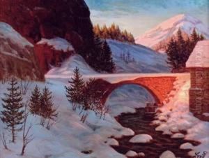 Le Pont Enneige by Piotr Ivanovitch Livoff