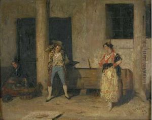 Couple Espagnol Dans Un Patio