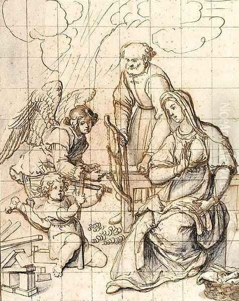 The Holy Family In The Carpenter'S Shop Attended By An Angel - view 1