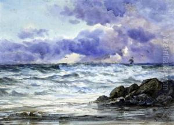 Coastal Scene With Distant Shipping - view 1