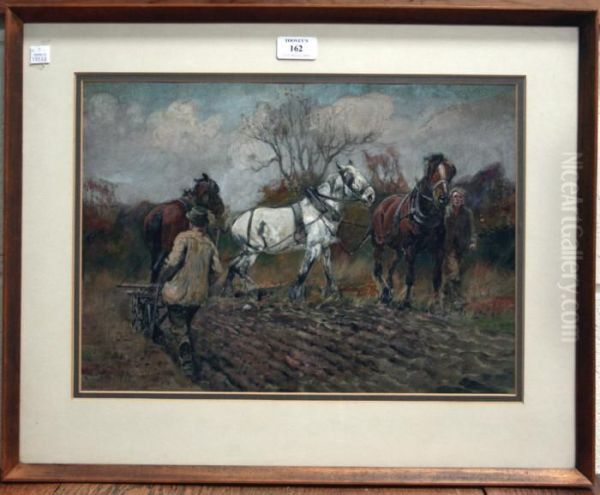 Study Of A Plough Team In A Field - view 1