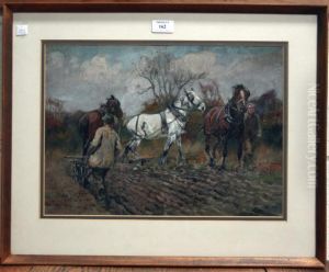 Study Of A Plough Team In A Field by Thomas Ivester Lloyd