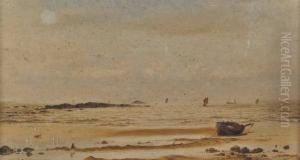 Beach Scene At Low-tide by Thomas Lloyd