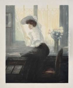 Femme Assise Au Fenetre