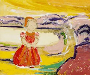 Liten Flicka I Landskap by Gunnar Loberg