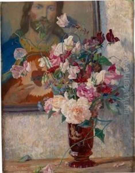 Wicken Und Rosen Mit Herz-jesu-bild - view 1