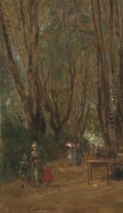 La Promenade Au Parc by Timoleon Marie Lobrichon