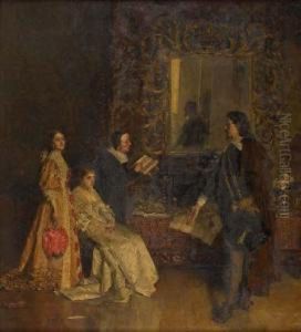 Elegant Figures In An Interior by William Ewart Lockhart