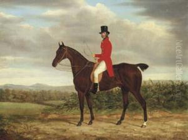 A Gentleman On His Bay Hunter In A Landscape - view 1