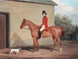 Major William Vaughan Jenkins On A Chestnut Hunter At Combe Grove, Bath by James Loder Of Bath