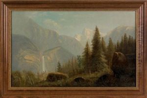 Oil On Canvas Mountain Landscape
