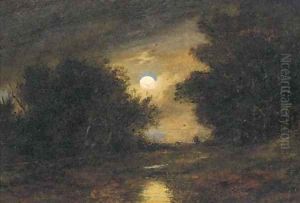 A moonlit wooded landscape A moonlit wooded landscape