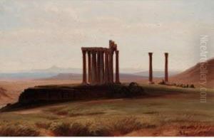 A View Of The Temple Of Olympus Zeus by August Loffler